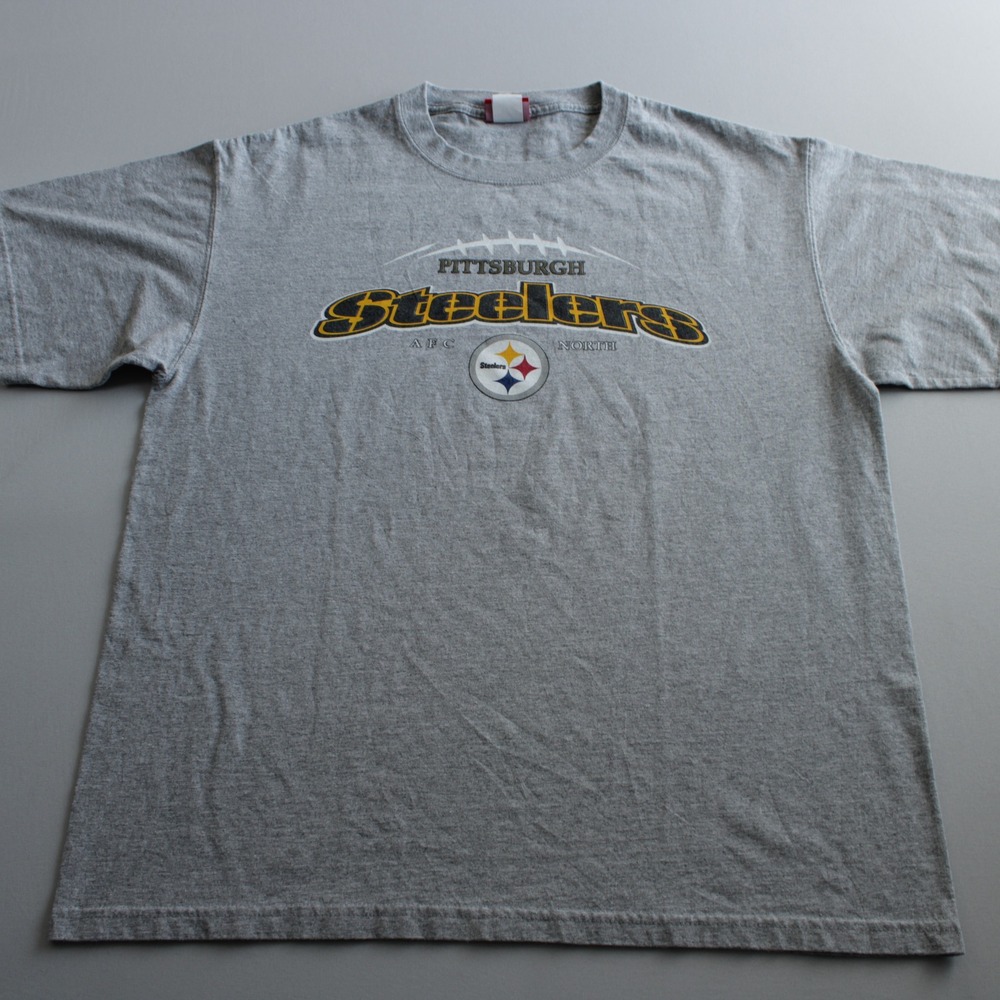 NFL Pittsburgh Steelers AFC North Graphic T-Shirt Gray Large Pro Football Sports